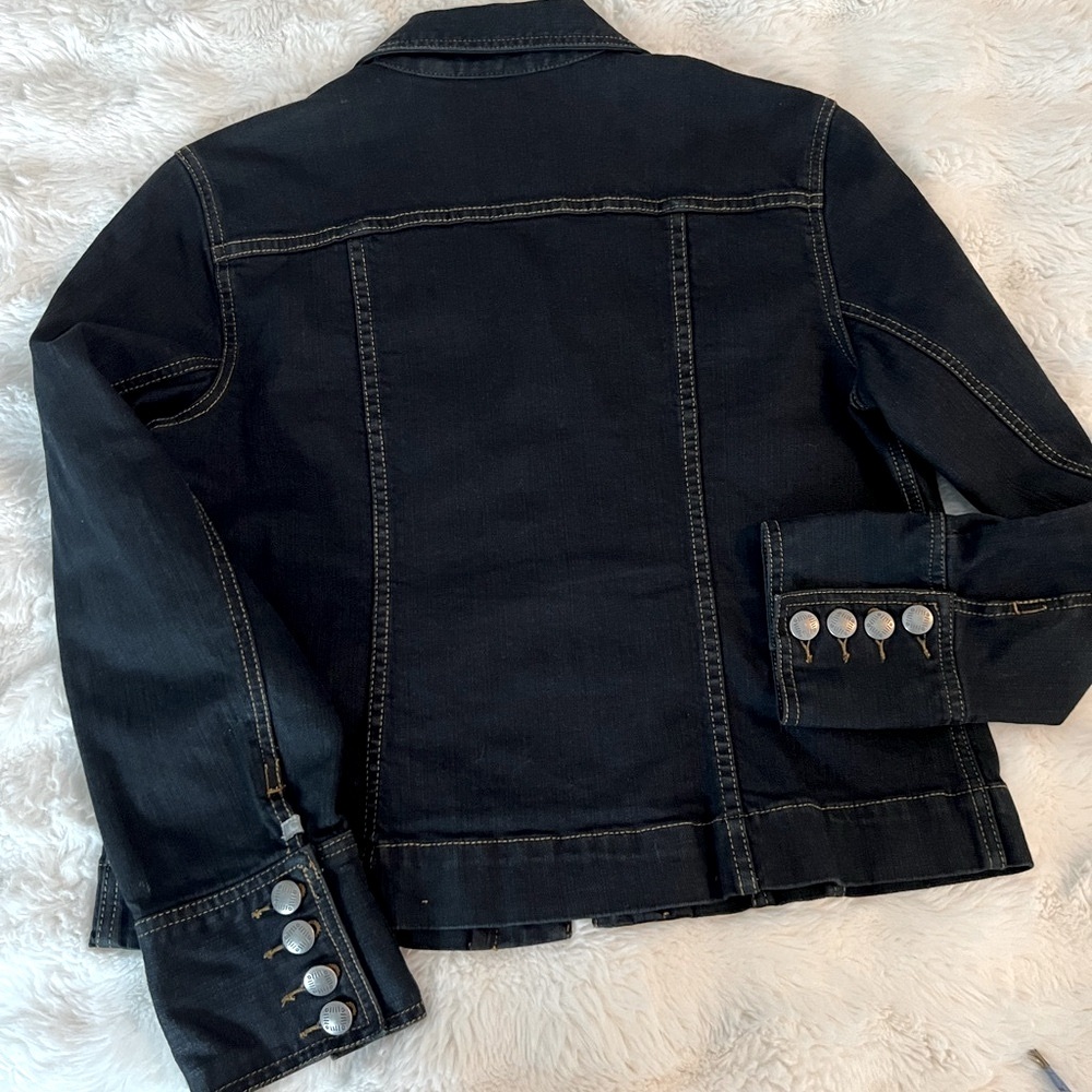 Chicos Platinum Dark Denim Jean Jacket Medium - Picture 7 of 8